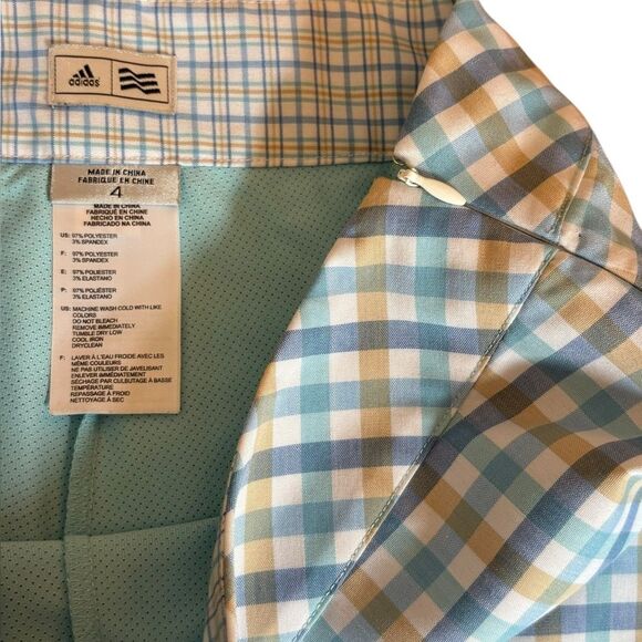 Adidas ClimaCool Golf Skirt Skort Blue White Tan Plaid Built In Shorts Woman’s 4 - Picture 9 of 11